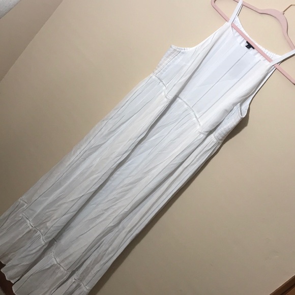 Torrid WHITE STRIPE GAUZE SHIRRED HEM MAXI DRESS - Picture 2 of 10